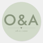 Moderne bruiloft envelop monogram | lichtwijze ronde sticker (Voorkant)