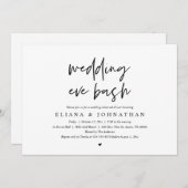 Moderne bruiloft Eve Bash, repetitie diner Kaart (Voorkant / Achterkant)