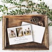 Moderne bruiloft foto collage bewaart de datum folie uitnodiging