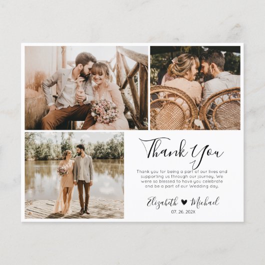 Moderne bruiloft foto collage Hartelijk dank (Voorkant)