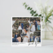 Moderne bruiloft foto collage Square Bedankt (Staand voorkant)