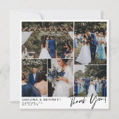 Moderne bruiloft foto collage Square Bedankt (Voorkant)