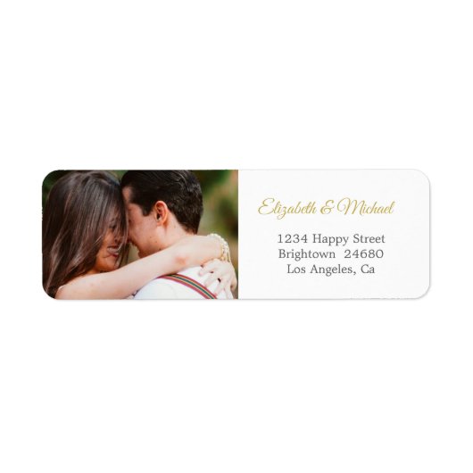 Moderne bruiloft foto Elegant Simple Address Etiket (Voorkant)