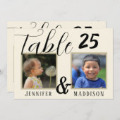 Moderne bruiloft foto licht Biege Table Number (Voorkant / Achterkant)