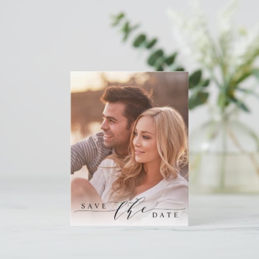 Moderne bruiloft foto Opslaan Datum Briefkaart (Staand voorkant)