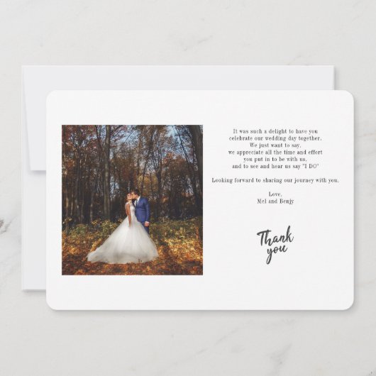 Moderne bruiloft fotoscript bedankkaart (Achterkant)