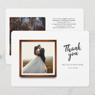 Moderne bruiloft fotoscript bedankkaart