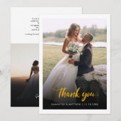 Moderne bruiloft fotoscript bedankkaart (Voorkant / Achterkant)