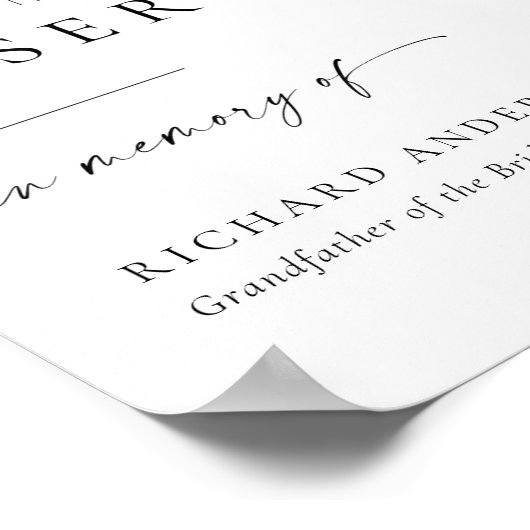 Moderne bruiloft gereserveerde zitplaats ter naged poster (Hoek)