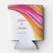 Moderne bruiloft gunsten-roze Sinaasappel-geel Blikjeskoeler (Achterkant)