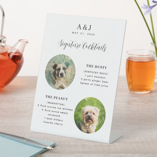 Moderne bruiloft handtekening cocktail Menu Twee f Reclamebord Met Voetstuk (Insitu)