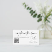 Moderne bruiloft Leg de liefde vast Qr Code Informatiekaartje (Staand voorkant)