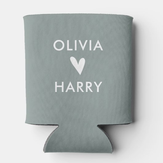 Moderne bruiloft liefde hart Koelbox | Sage Green Blikjeskoeler (Achterkant)