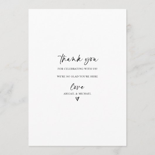 Moderne bruiloft menu Eenvoudig handschrift (Achterkant)