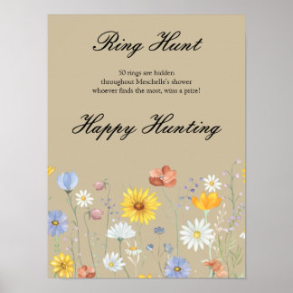Moderne bruiloft met wilde bloemen in de lente Bru Poster