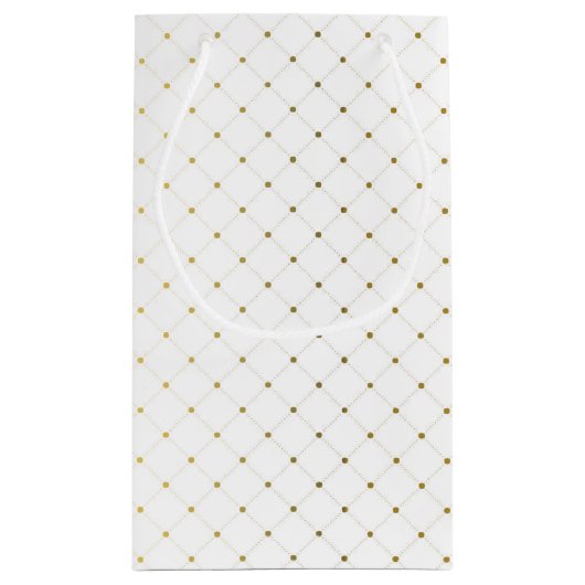 Moderne bruiloft met wit en goudvet klein cadeauzakje (Achterkant)