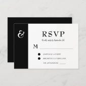 Moderne bruiloft met zwarte en witte typografie RSVP kaartje (Voorkant / Achterkant)