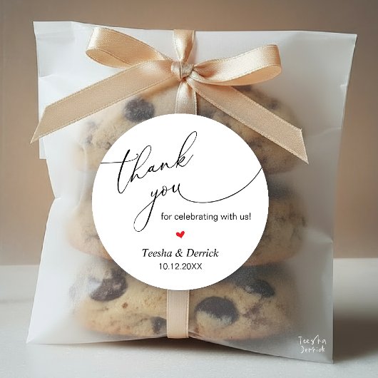 Moderne bruiloft minimalistische dank u geschenken ronde sticker