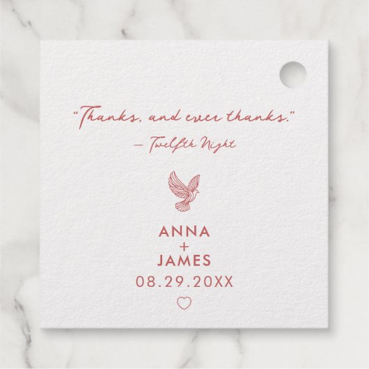 Moderne bruiloft minimalistische elegante Romeo en Bedankjes Labels (Achterkant)