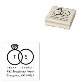 Moderne bruiloft monogram adres Ink Stamp Rubberstempel (Gestempeld)