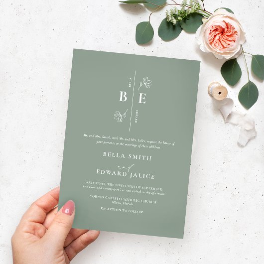Moderne bruiloft Monogram Uitnodiging