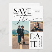 Moderne bruiloft | Multi Photo Bold-typografie Save The Date (Voorkant / Achterkant)