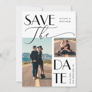 Moderne bruiloft Multi Photo Bold-typografie Save The Date