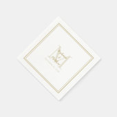 Moderne bruiloft Names & Datum Monogram Gold White Servet (Hoek)
