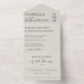 Moderne bruiloft neutrale crème vriendelijk antwoo all in one uitnodiging (Binnen)
