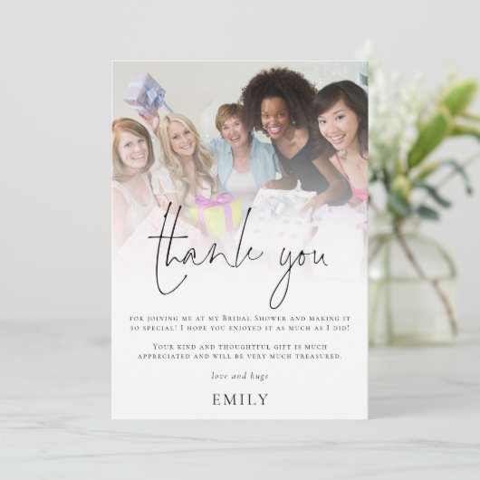 Moderne Bruiloft Overlay Bruidsfeest Bedankkaart (Staand voorkant)