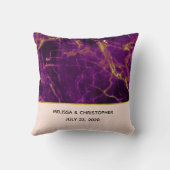 Moderne bruiloft Paars en gouden Abstracte marmer Kussen (Achterkant)
