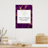 Moderne bruiloft Paars en gouden Abstracte marmer Poster (Keuken)