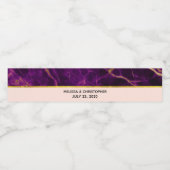 Moderne bruiloft Paars en gouden Abstracte marmer Waterfles Etiket (Enkel label)