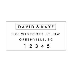 Moderne bruiloft-paren retouradres  zelfinktende stempel