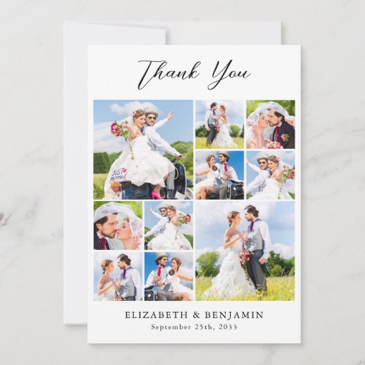 Moderne bruiloft Passen getrouwd Custom Photo Coll Bedankkaart (Voorkant)