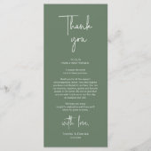 Moderne bruiloft Plaats Instelling Diner Bedankt v Programma (Voorkant)