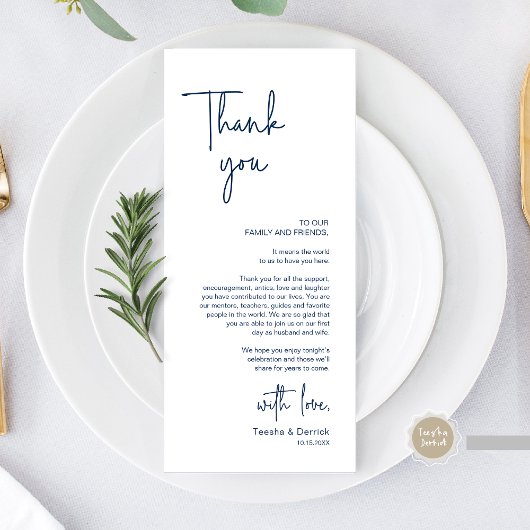 Moderne bruiloft Plaats Instelling Diner Bedankt v Programma