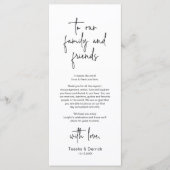 Moderne bruiloft Plaats Instelling Diner Bedankt v Programma (Voorkant)