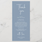 Moderne bruiloft Plaats Instelling Diner Bedankt v Programma (Voorkant)
