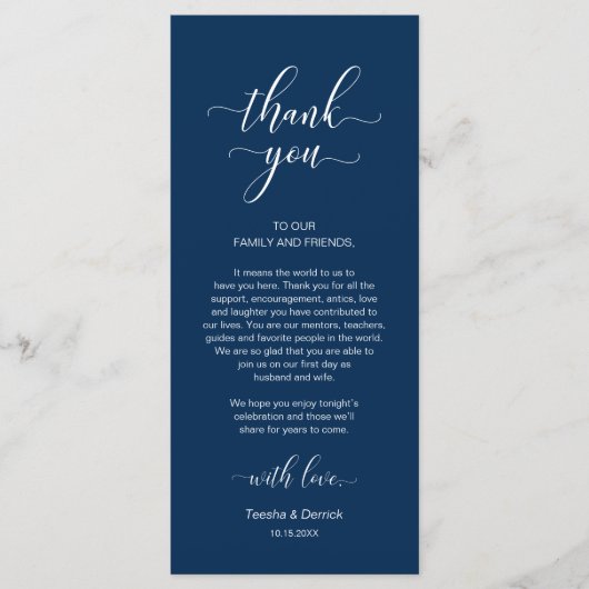 Moderne bruiloft Plaats instelling Hartelijk dank Programma (Voorkant)