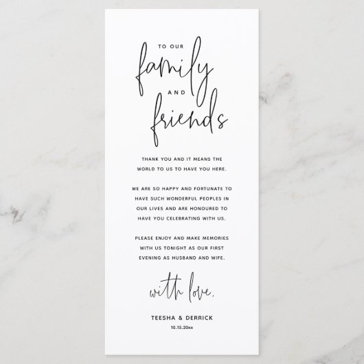 Moderne bruiloft Plaats instelling Hartelijk dank Programma (Voorkant)