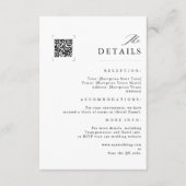 Moderne bruiloft | QR Code Minimalist Zwart-wit Informatiekaartje (Voorkant)