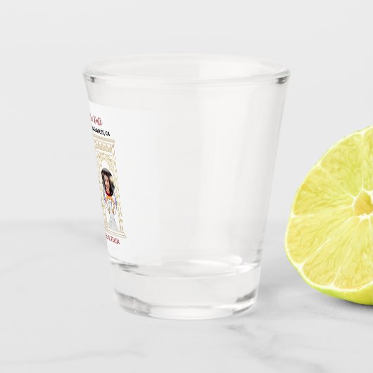 Moderne bruiloft QR-code Naam Datum foto Website Shot Glas (Rechts)