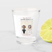 Moderne bruiloft QR-code Naam Datum foto Website Shot Glas (Voorkant)