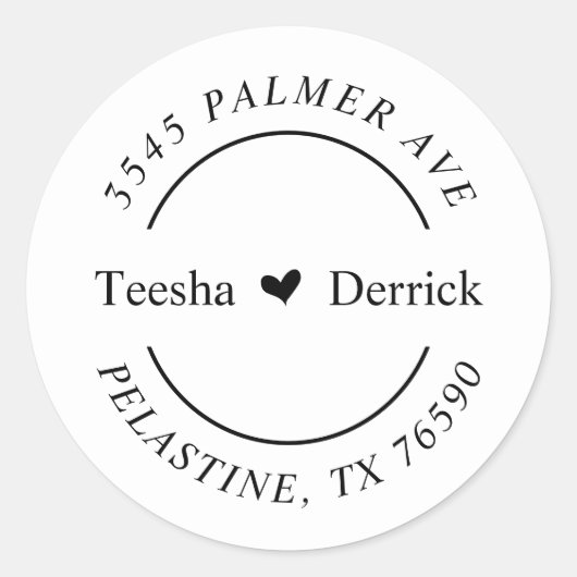 Moderne Bruiloft Ronde retour adreslabels Sticker (Voorkant)
