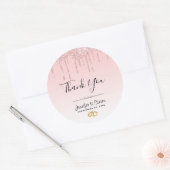 Moderne bruiloft roze glitter druppels dank u ronde sticker (Envelop)