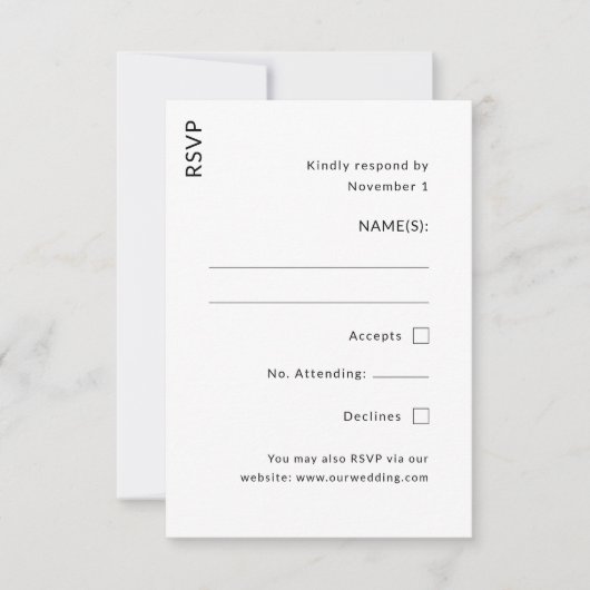 Moderne Bruiloft RSVP Kaartje (Voorkant)