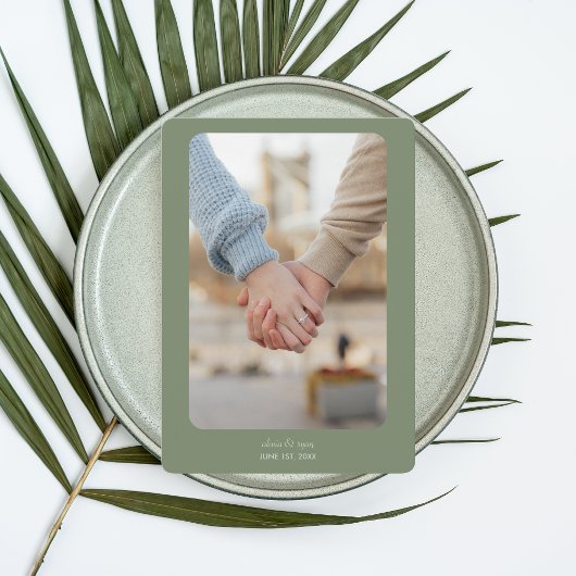 Moderne bruiloft | Save the date | Dark Sage