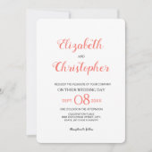 Moderne bruiloft script kleur koraal kaart (Voorkant)