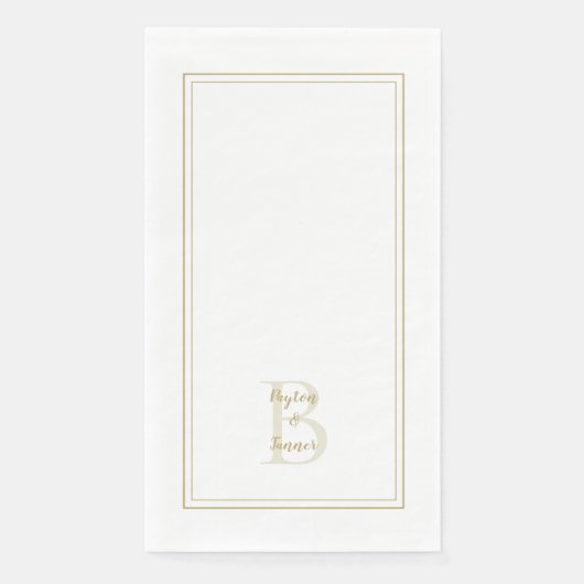 Moderne bruiloft Simple Monogram Names Initiaal Go Servet (Voorkant)